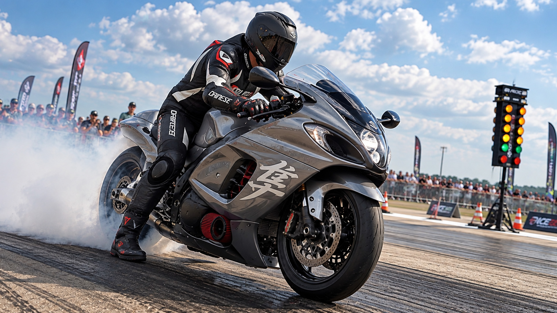 500 HP Suzuki Hayabusa turbo accelerates from 0 to 314 km/h