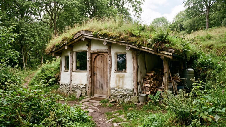 Low-cost woodland home: Welsh family builds £3,000 straw house ...