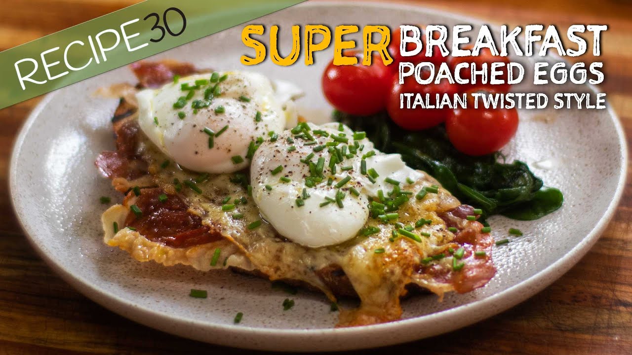 Poached eggs Italian twisted style with prosciutto