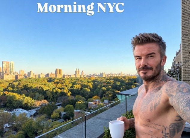 David Beckham shows off his ripped physique in shirtless selfie as he ...