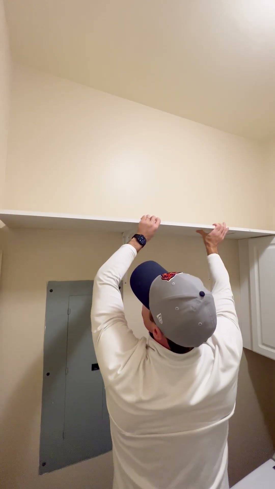 Laundry room shelf and hanging rod made easy