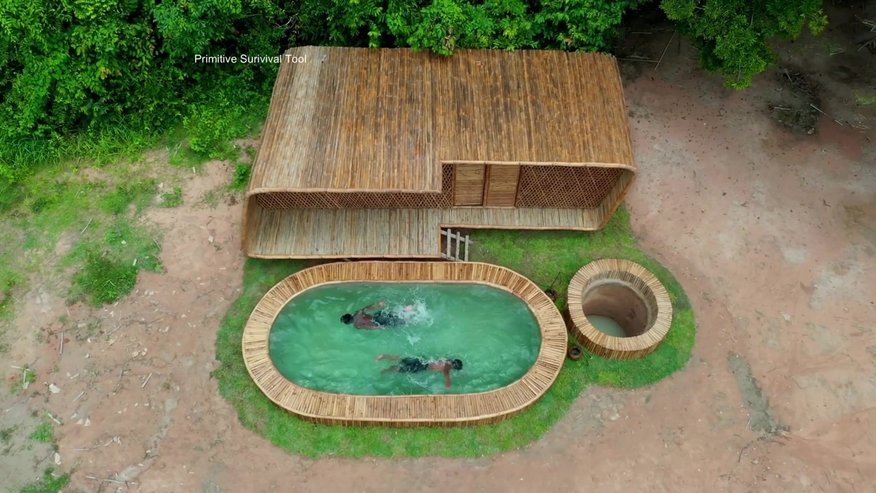 Bamboo jungle villa with a swimming pool