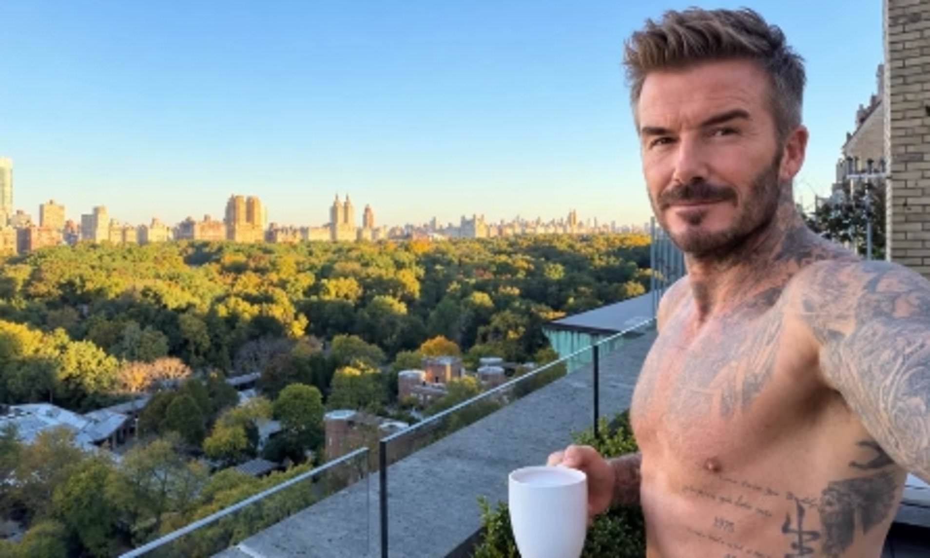 David Beckham shows off his ripped physique in shirtless selfie as he ...