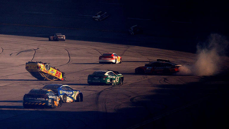 Late NASCAR crash at Talladega sees violent impacts by Joey Logano ...
