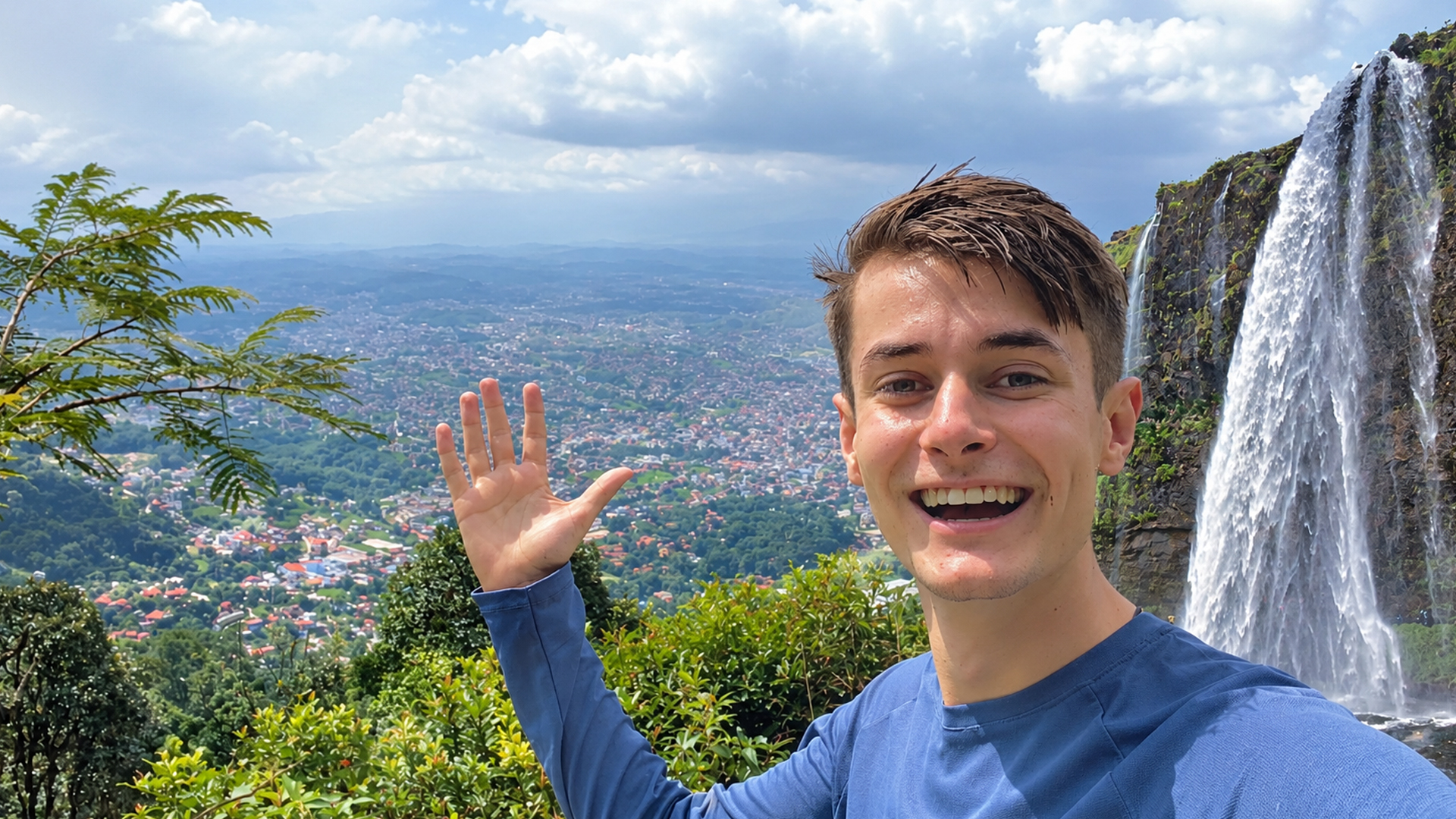I trekked through Kathmandu and stumbled upon a beautiful waterfall