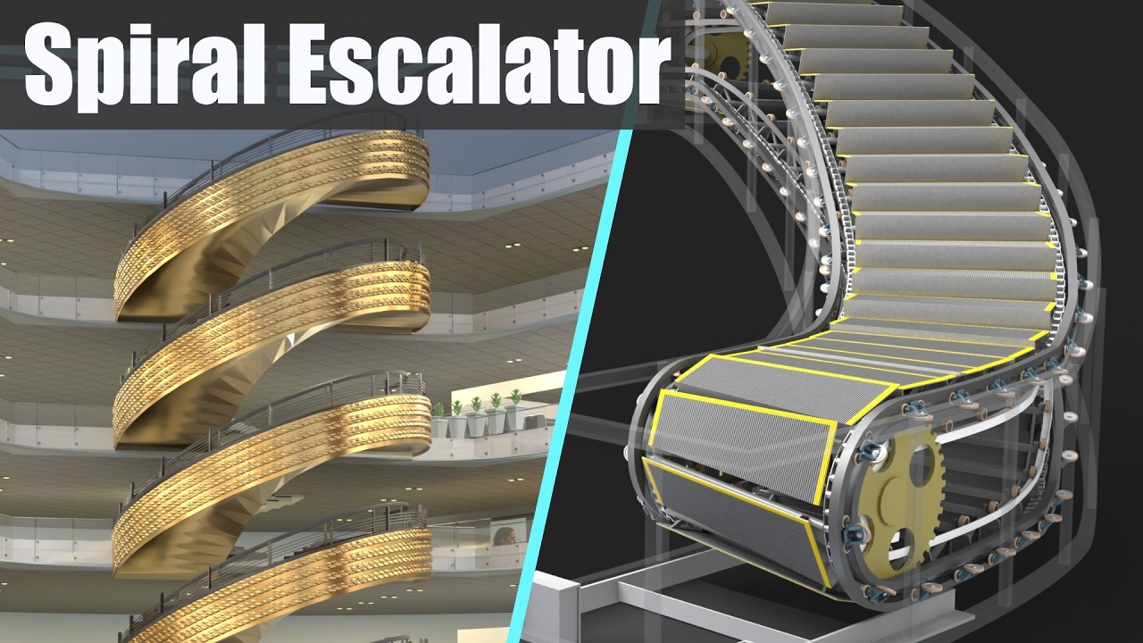 How does a spiral escalator work?