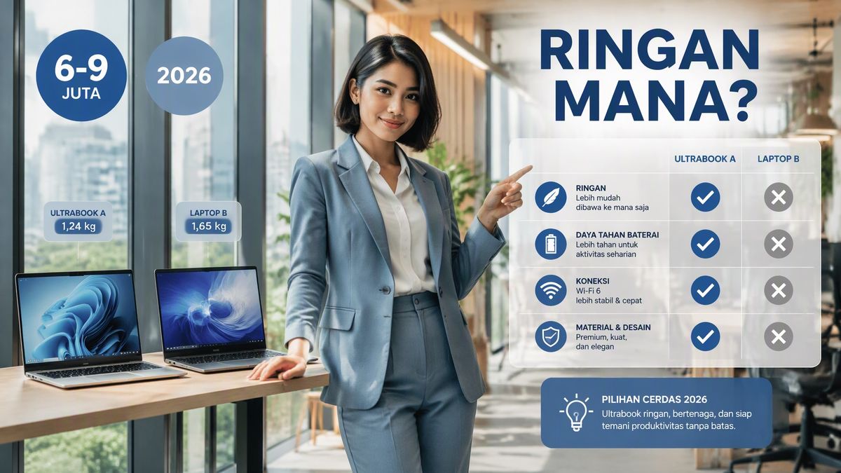 Laptop kerja ringan terbaik 2026 harga 6-9 juta: Lenovo IdeaPad Slim 3i ...