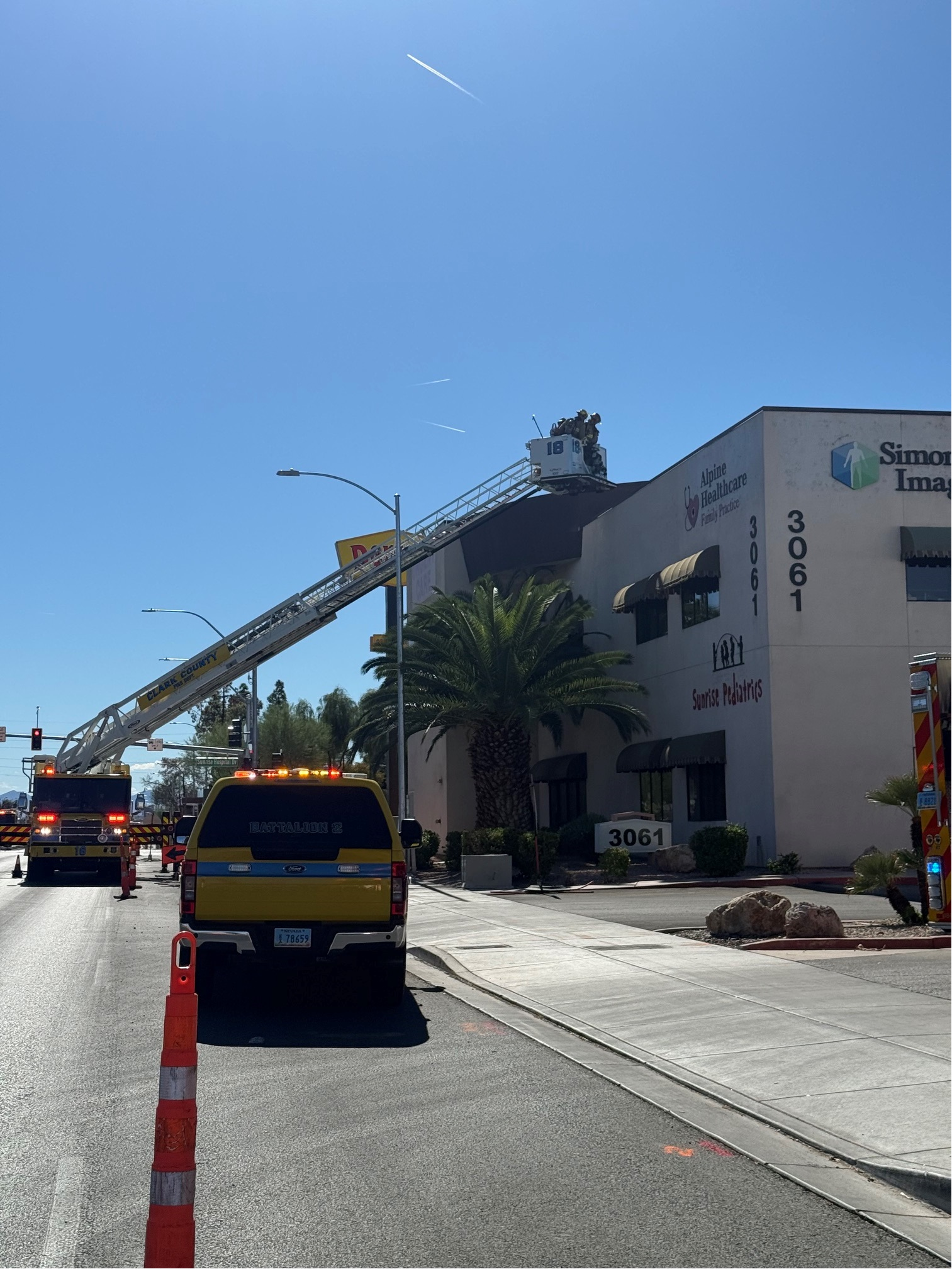 Crews investigate reports of smoke at Sunrise Pediatrics on Maryland Parkway