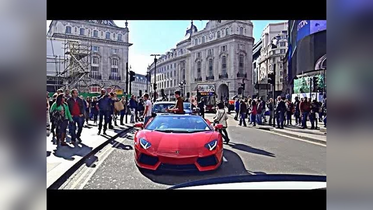 Lord Aleem drives his new Lamborghini Aventador Roadster in London