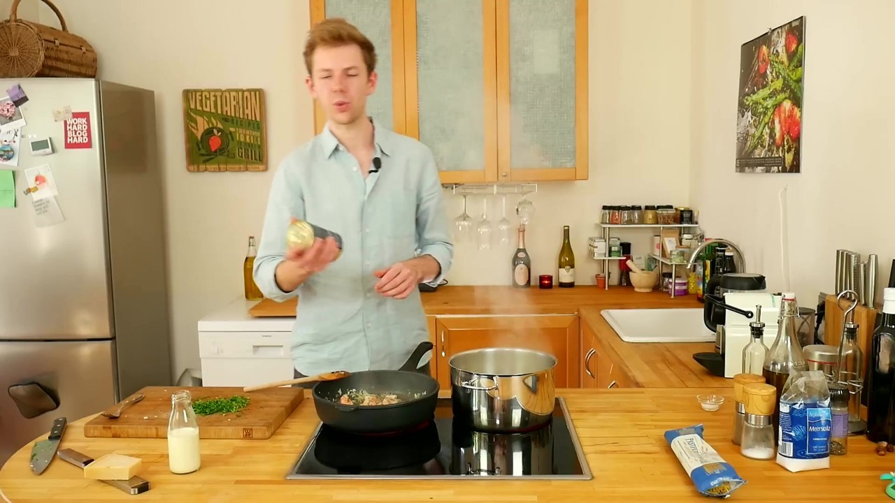 Spaghetti mit Garnelen in Tomaten-Sahnesauce in 15 Minuten