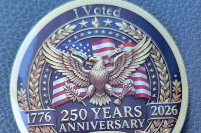 Voter spots garbled AI on an 'I voted' sticker