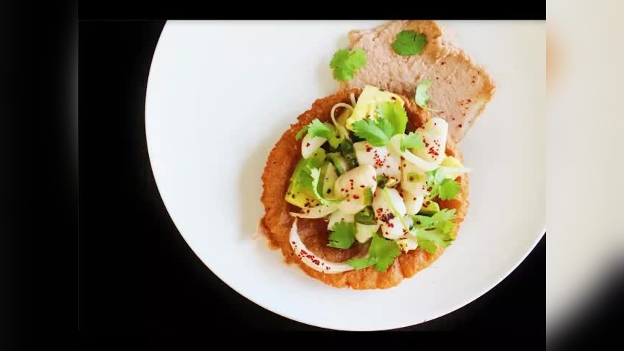 Avocado scallop ceviche with guajillo tortillas