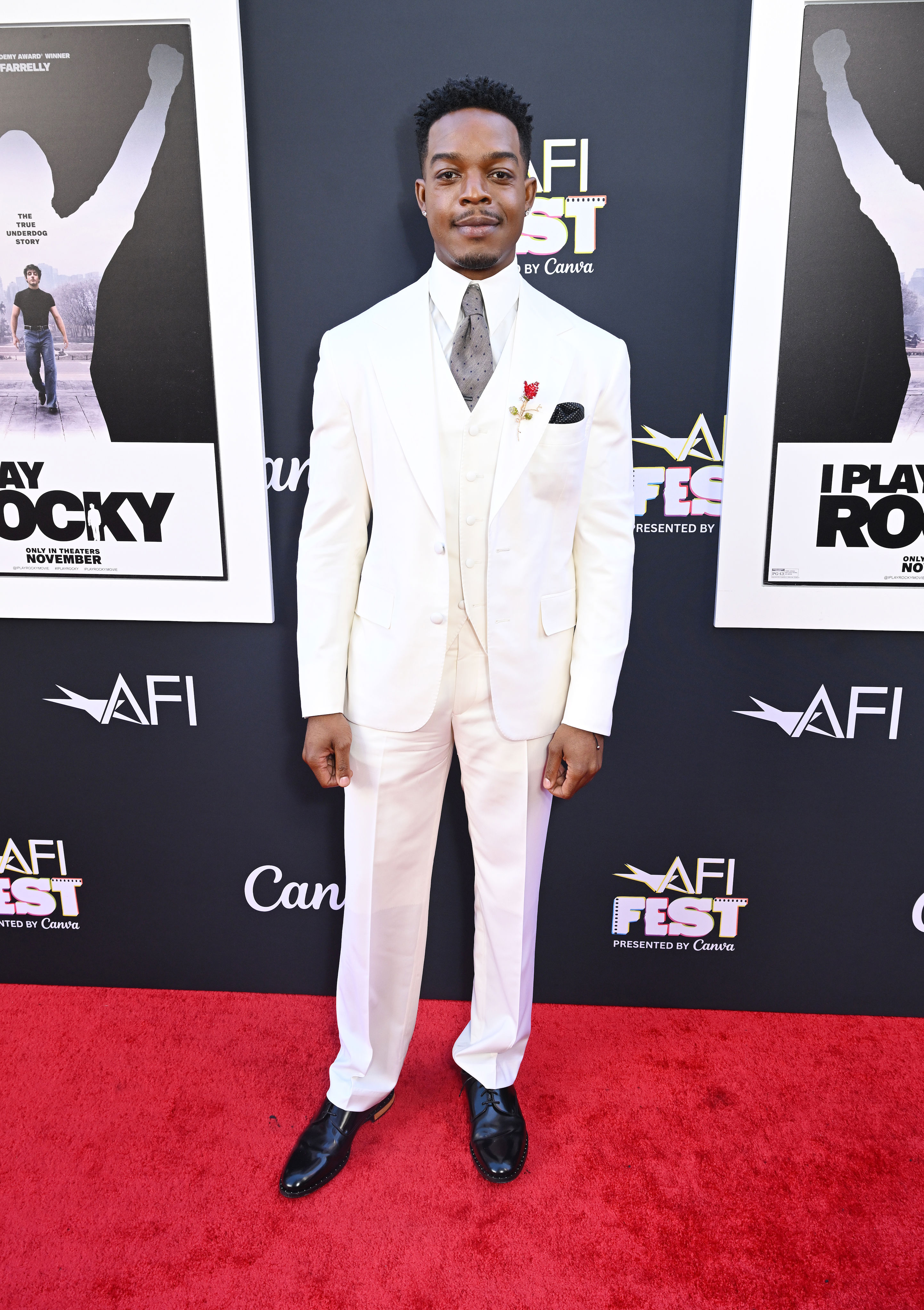 I Play Rocky's Stephan James Honors Carl Weathers With Red Carpet Suit