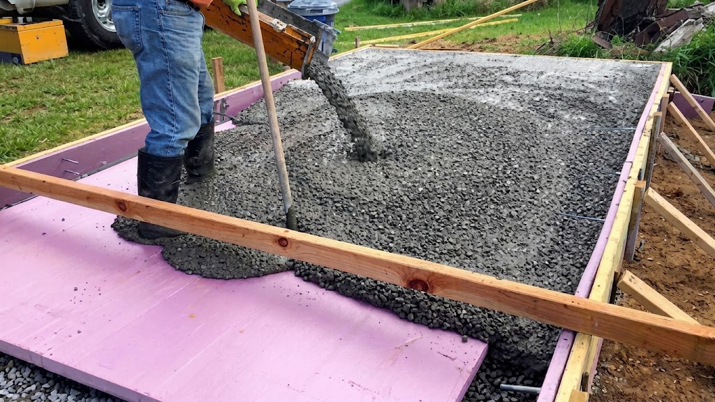 The unusual concrete pour behind an insulated kiln foundation