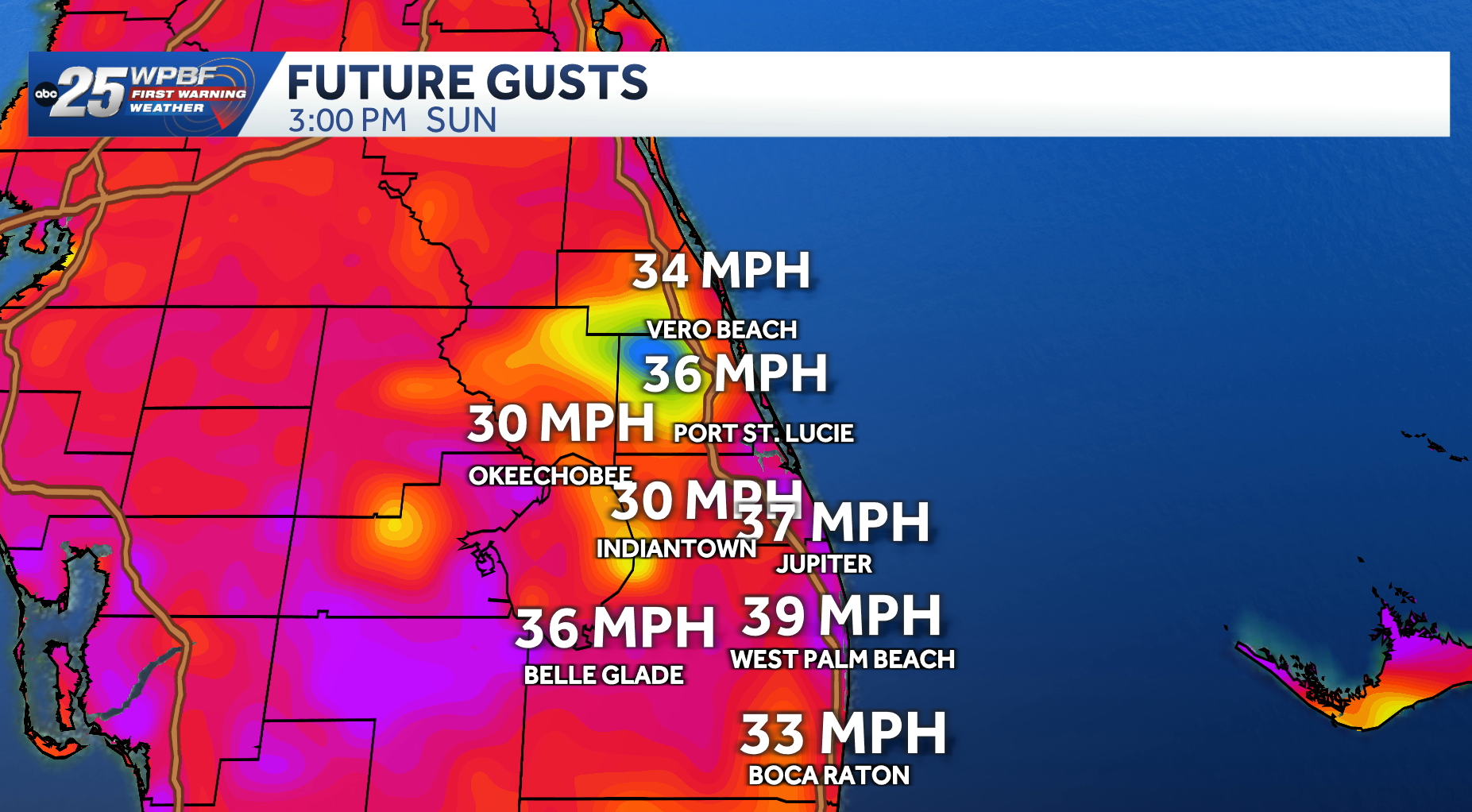 Strong winds and scattered rain expected in the Palm Beaches, Treasure ...