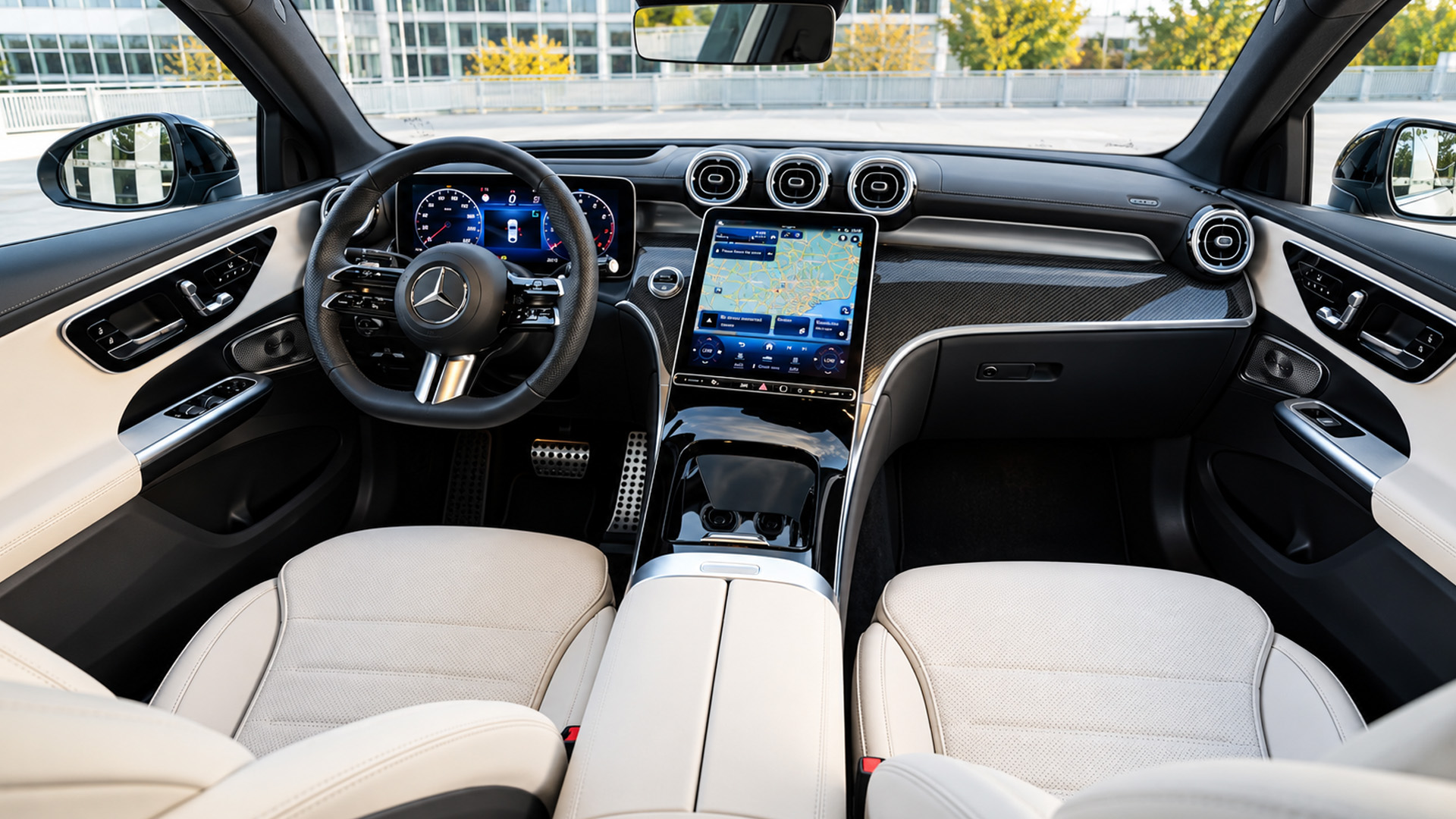 Combination of dashboard and center console textures in the Mercedes ...