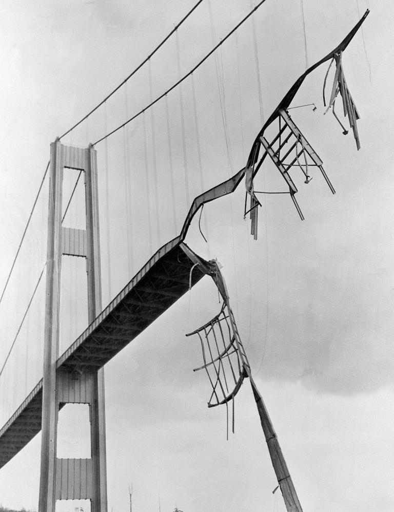In 1940, the Tacoma Narrows Bridge opened at a cost of $6.4 million; it ...