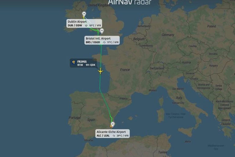 Ryanair flight to UK diverted 900 miles to Spain as Storm Boelo ...