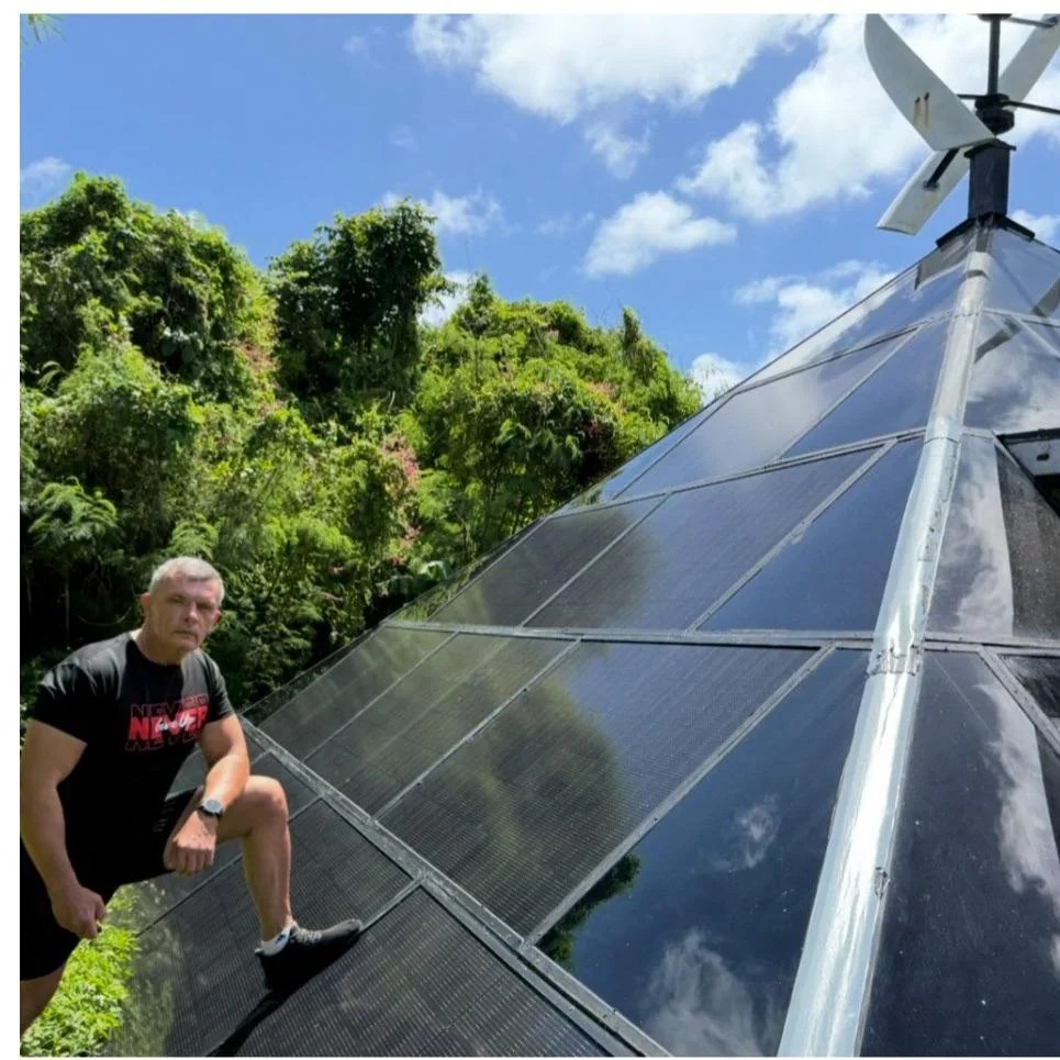 DIY builder shows wiring inside 40-panel solar pyramid, and commenters ...