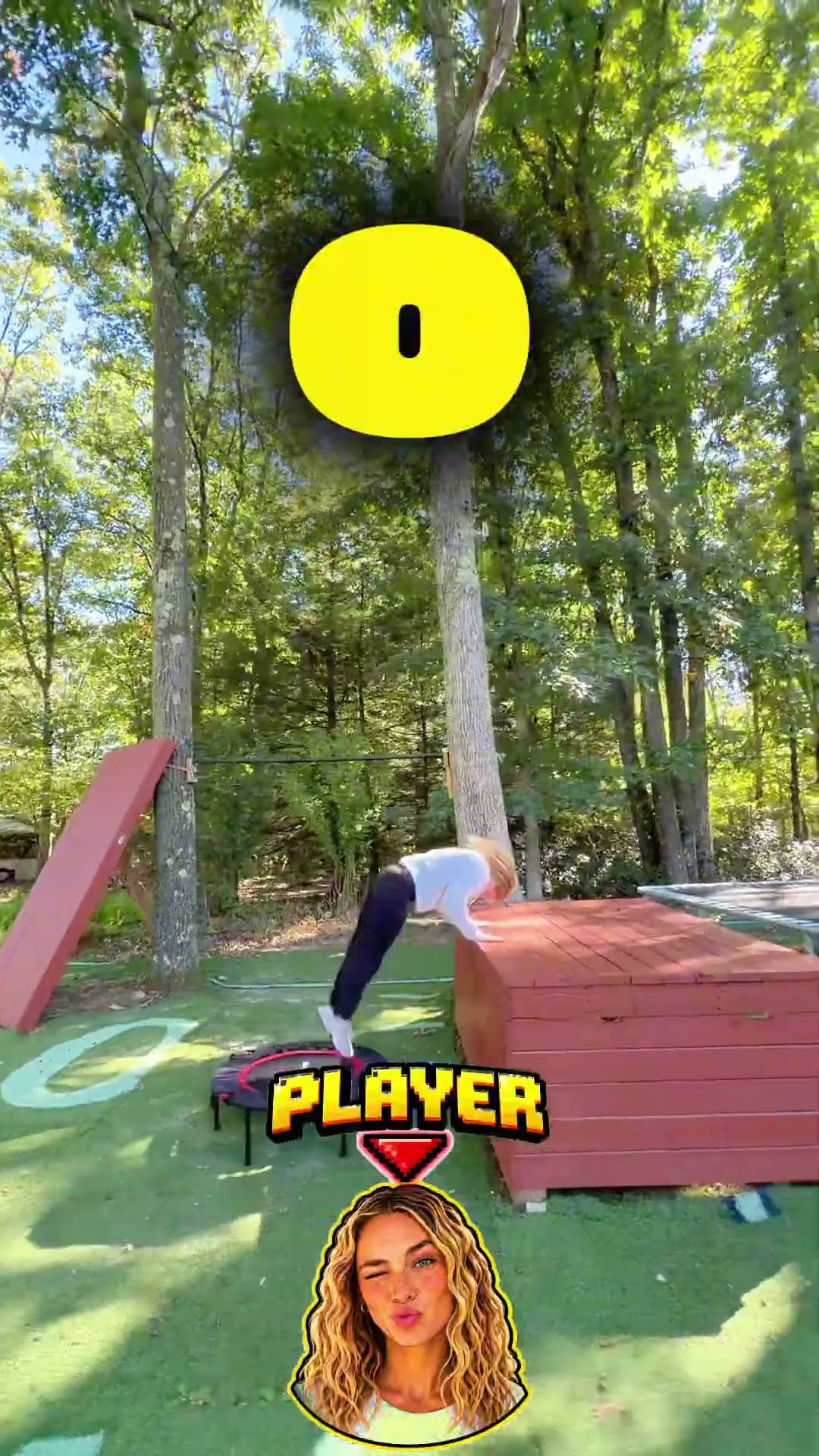 Complete the trampoline staircase in the least amount of jumps!👀