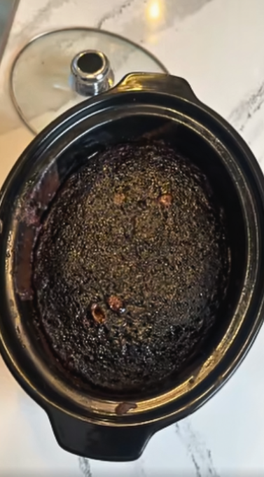 Crockpot chocolate lava cake with a gooey center