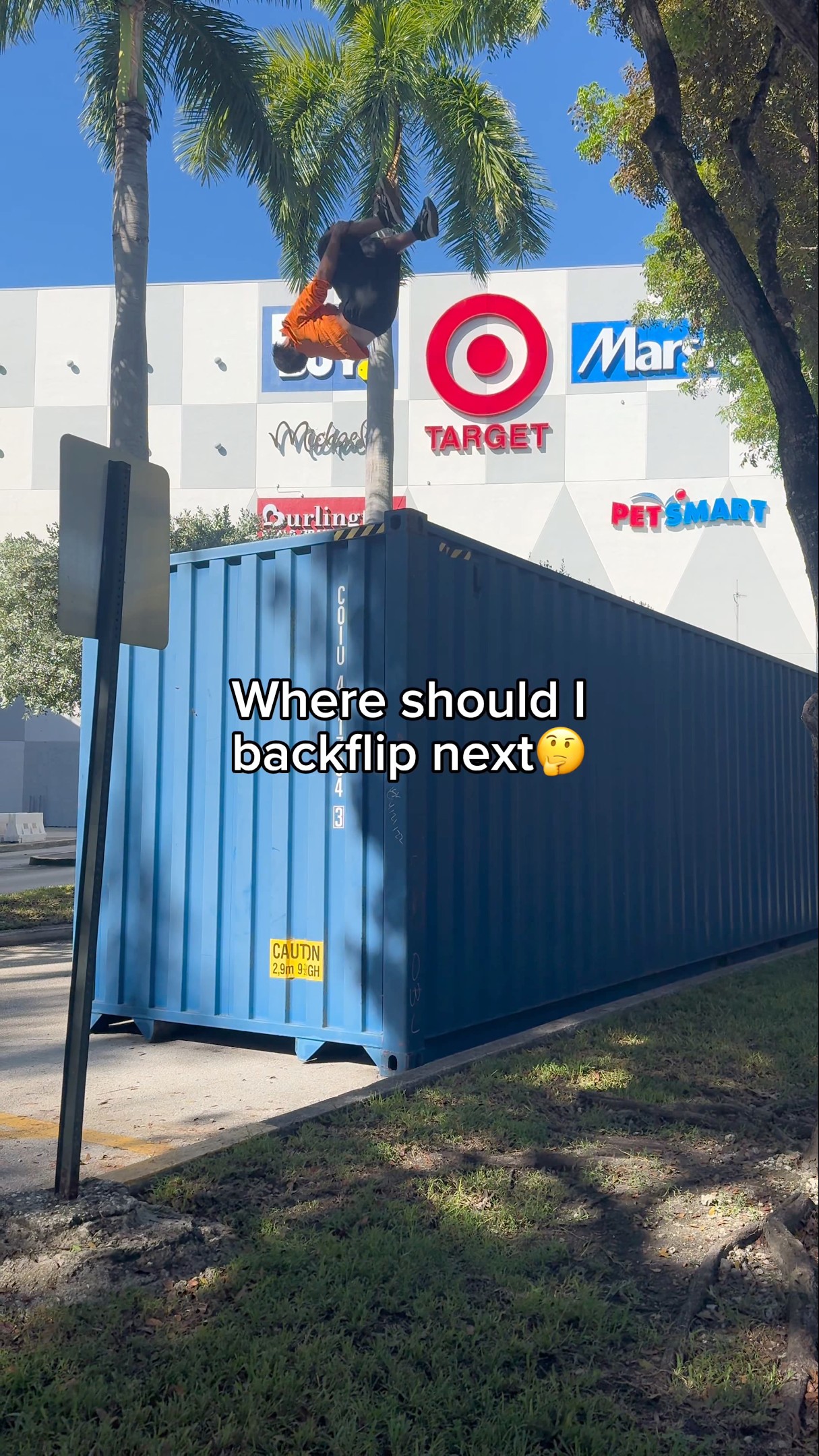 Day 6 backflipping on shipping containers