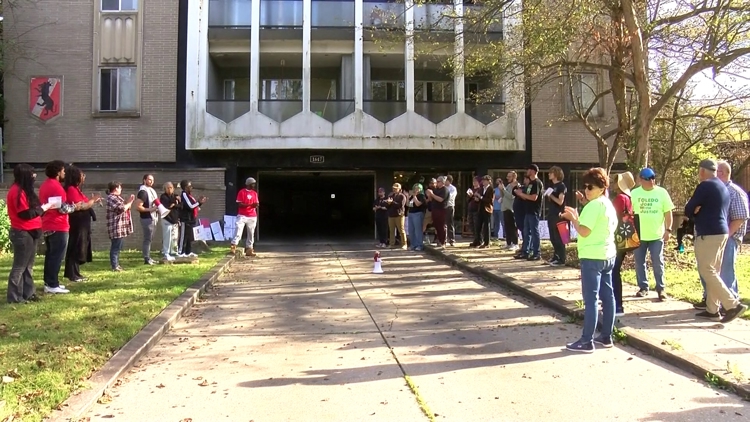 Saxon House tenants demand repairs, protection from eviction amid foreclosure
