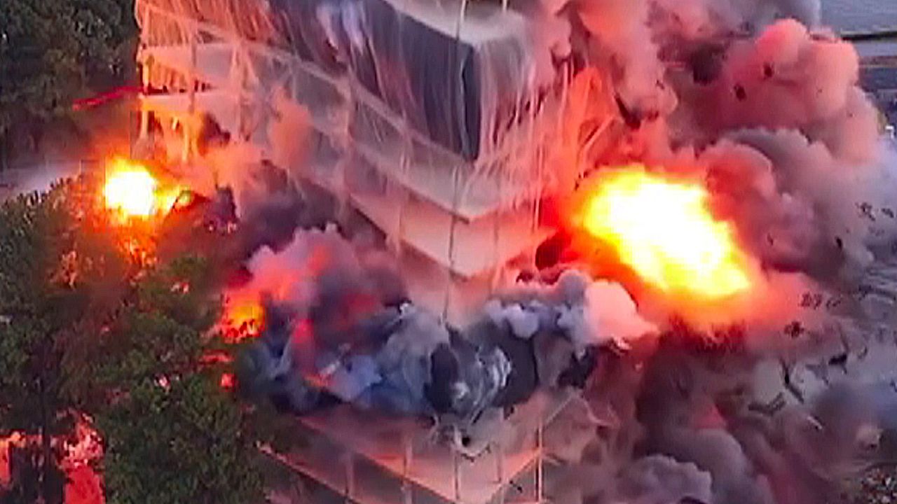 Old Georgia Department of Revenue building collapses in controlled ...