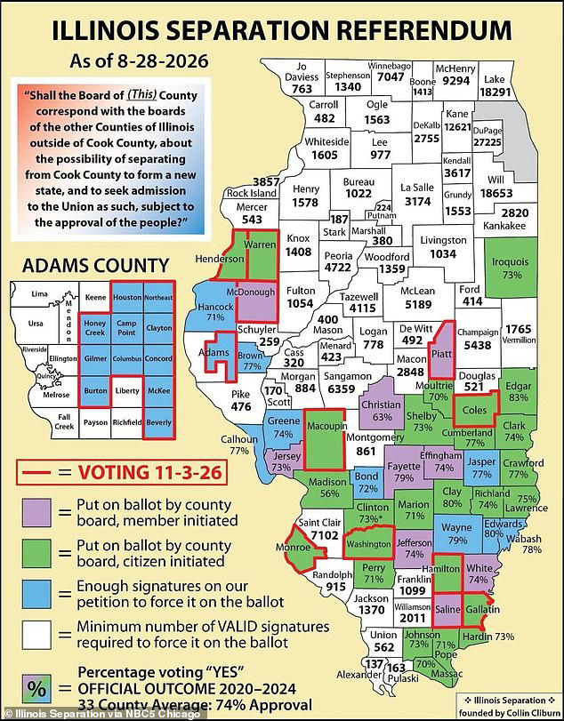 Illinois counties to vote on prospect of forming new state without ...