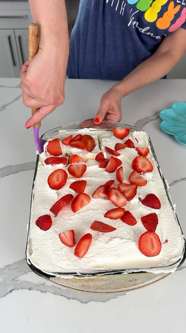 This no bake Twinkie strawberry cake is almost too easy to make
