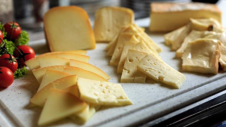For elegant appetizers, cut cheese wedges with this simple triangle trick