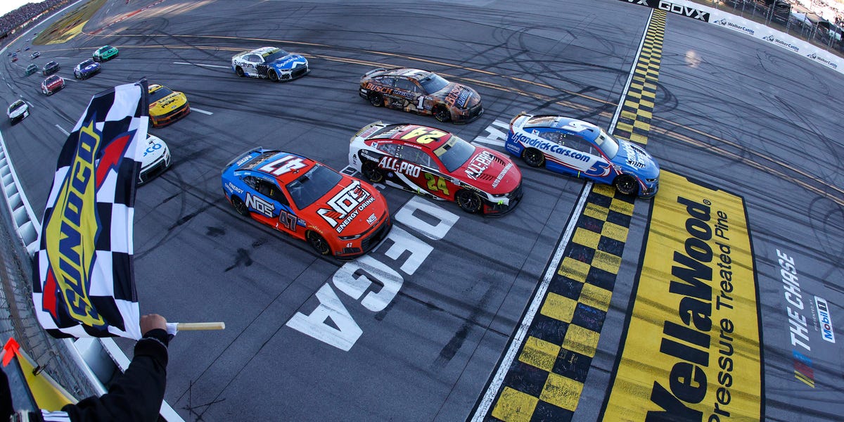 Kyle Larson rallied from eighth in the final corner to win Talladega