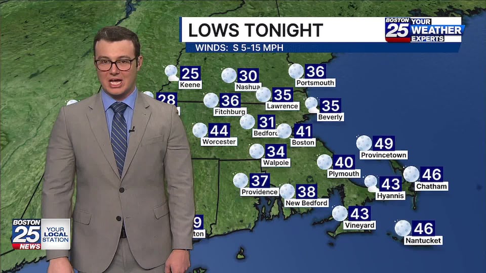 Boston 25 Sunday night weather forecast