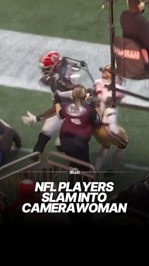 NFL players accidentally slam a camerawoman to the ground