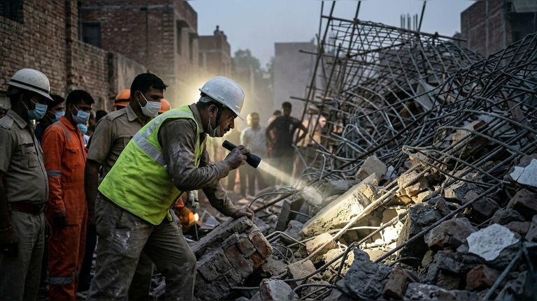 Three dead after under-construction building collapses in northeast Delhi