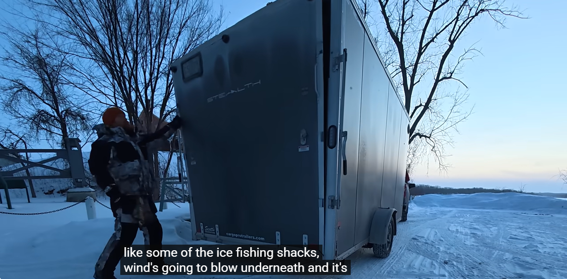 Zachary Fowler converts a stealth camper into a mobile ice fishing shack