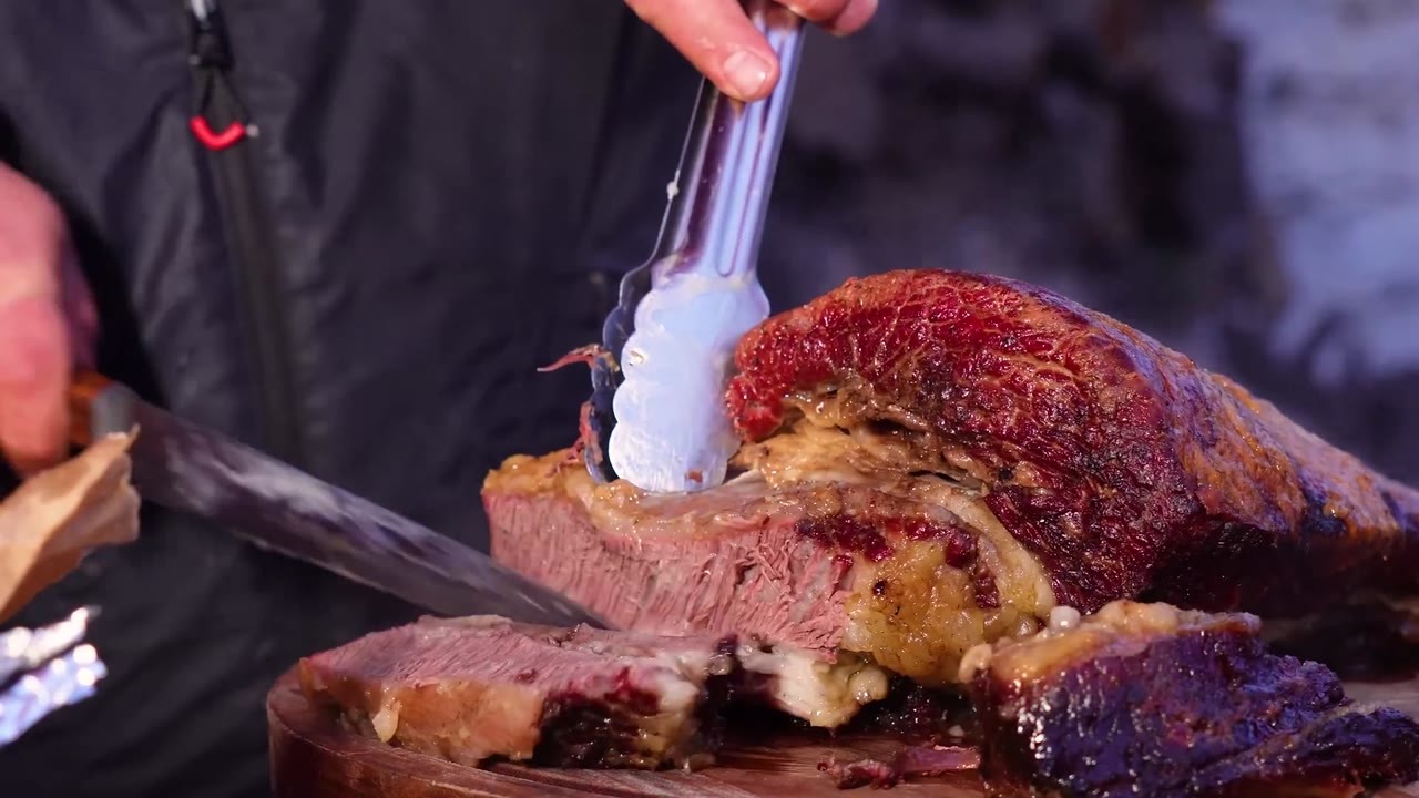 I slow-roasted giant beef ribs beside a wood fire before burying them ...