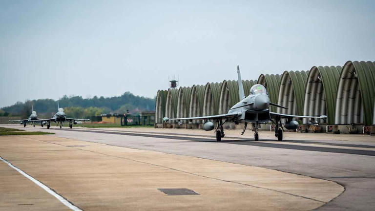 British Typhoons escort Rafales in a French nuclear exercise for the ...