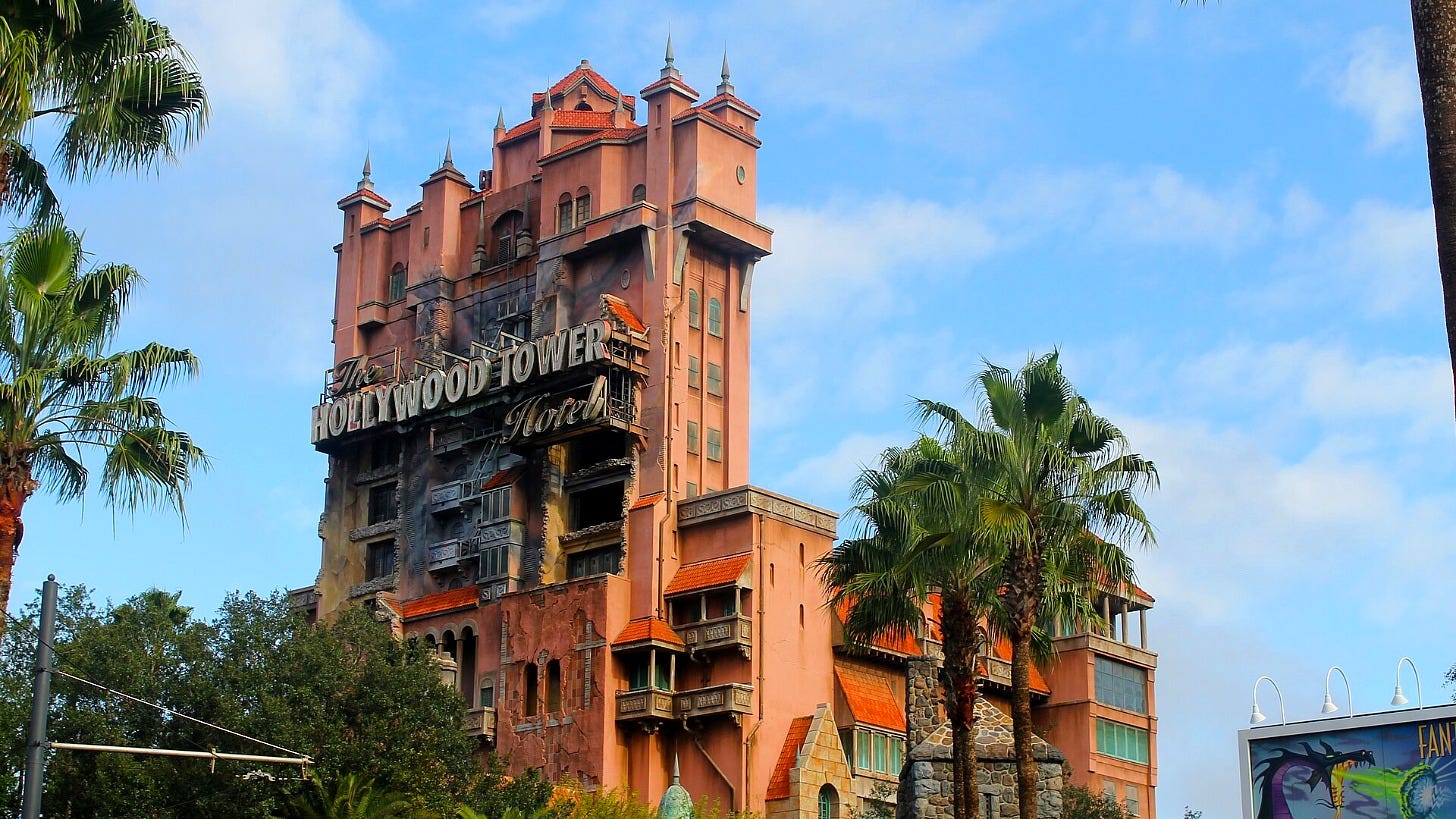 Tower of Terror's lightning scar is purple again at Disney World