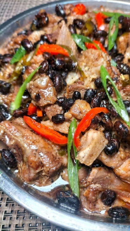 Homemade Asian style steamed pork ribs with savory seasoning