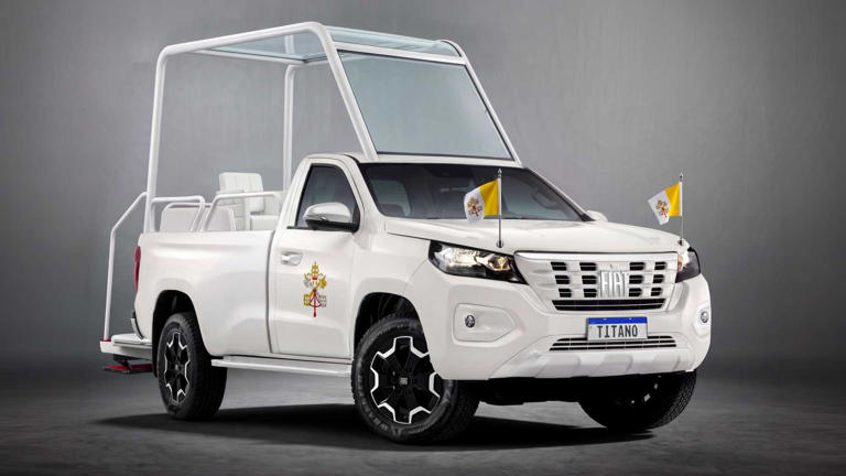 Of course the first American pope has a pickup truck popemobile