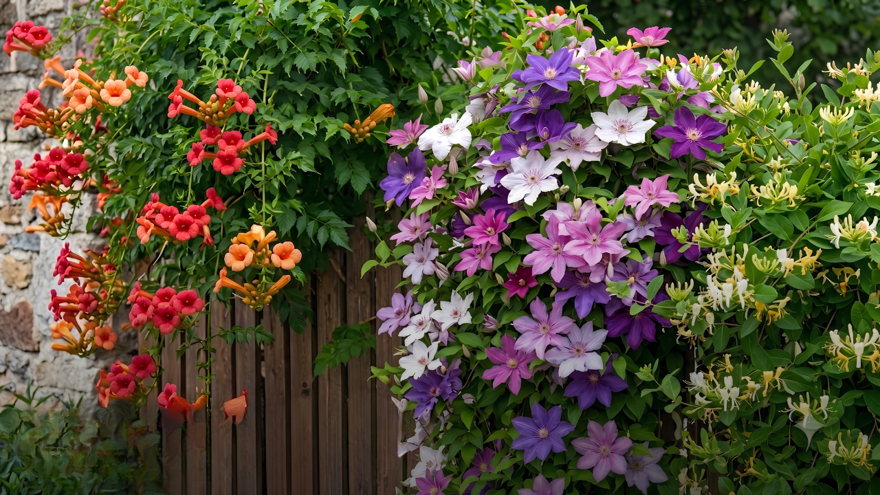 Climbing vines that add beauty and greenery to garden fences