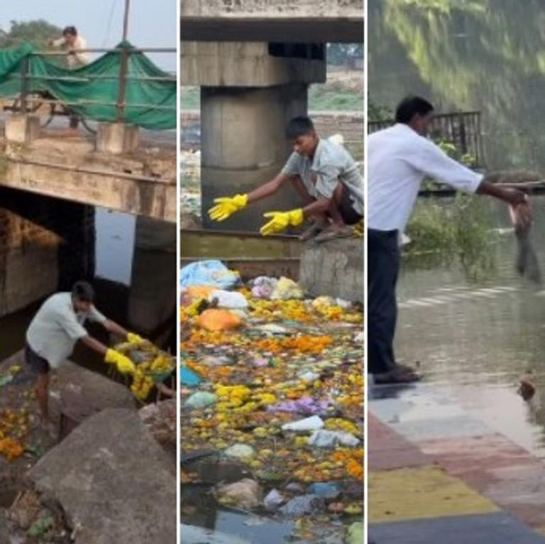 Uncle throws garbage over Bittu Tabahi during Ajnar river cleanup ...