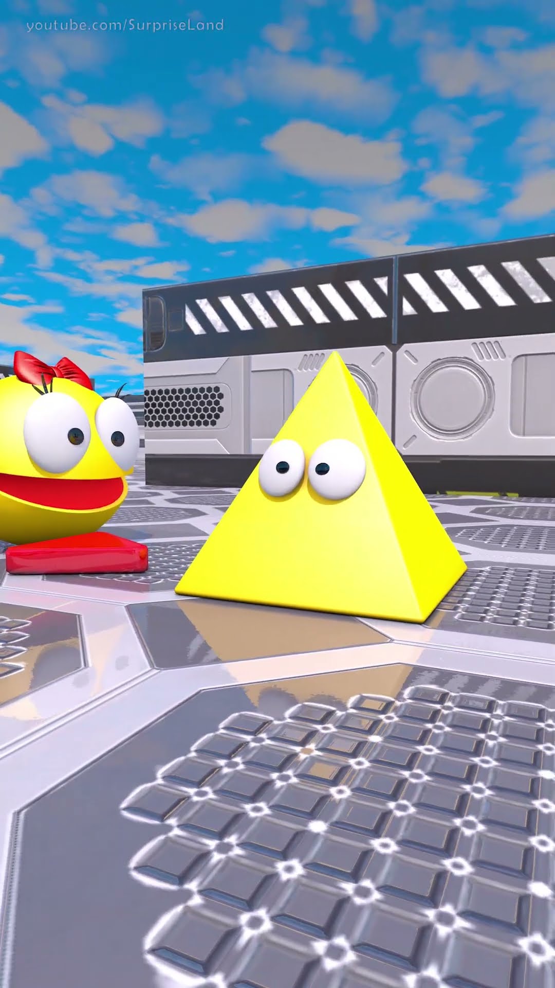 Pacman vs. shape buttons! Fun 3D animation for kids