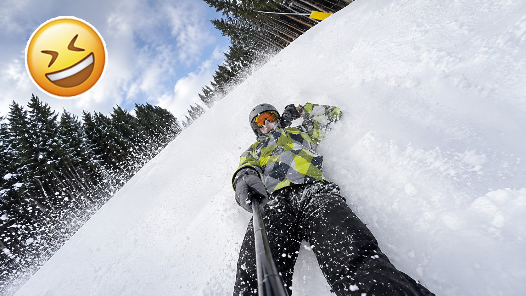 Snowboarder in action on a snowy slope
