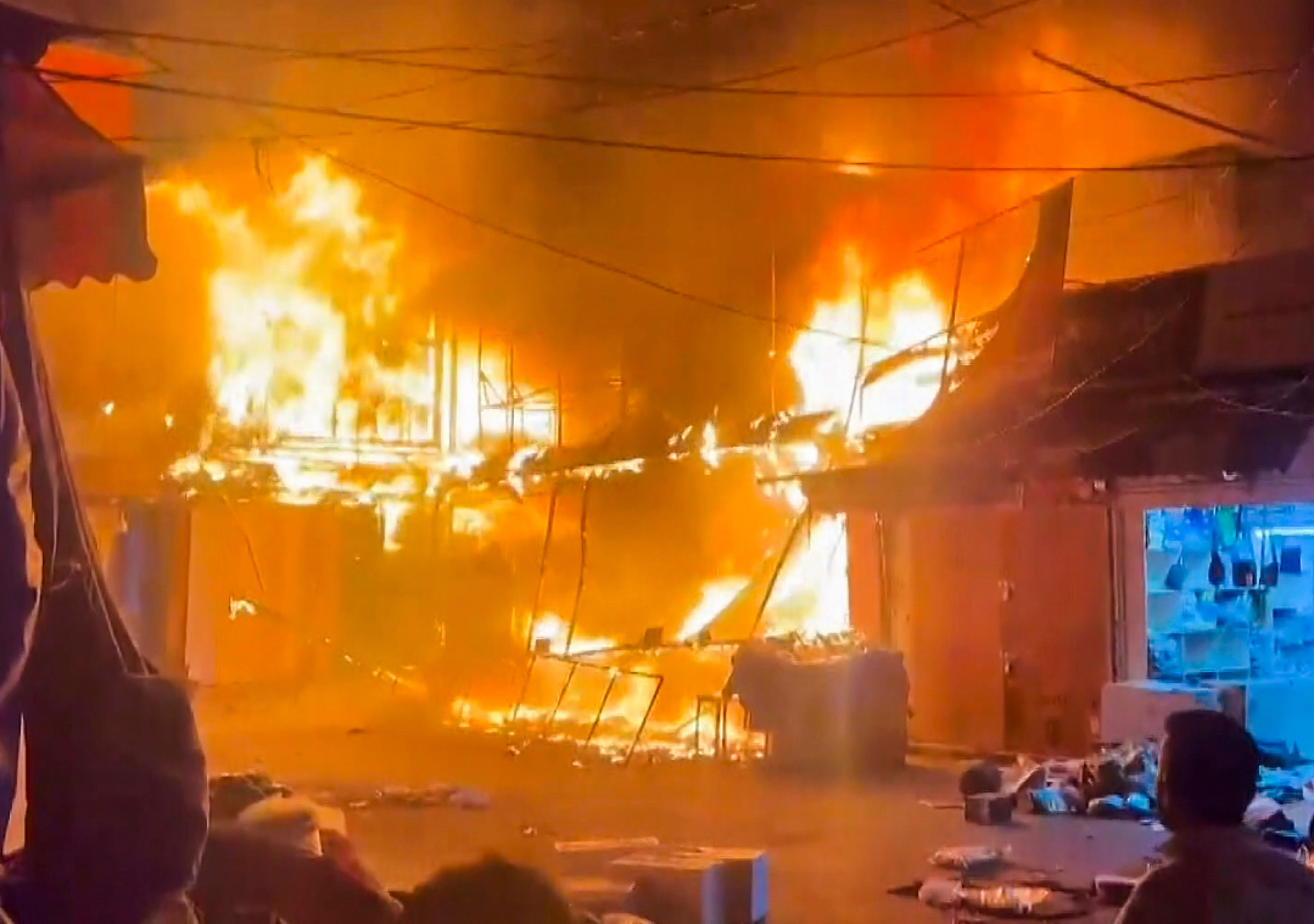 Massive fire ravages market near Jammu Railway Station, around 40 shops ...