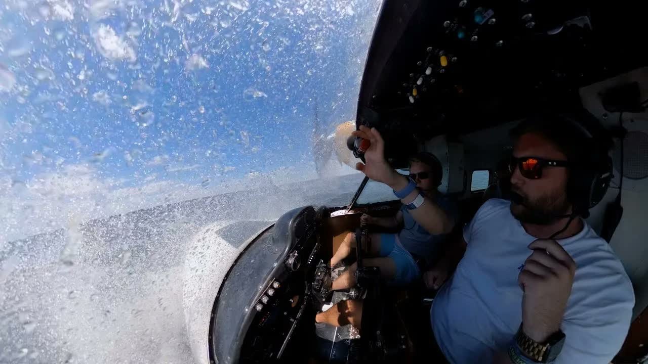 Watch a flying boat hit the lake at full speed in an epic splash landing