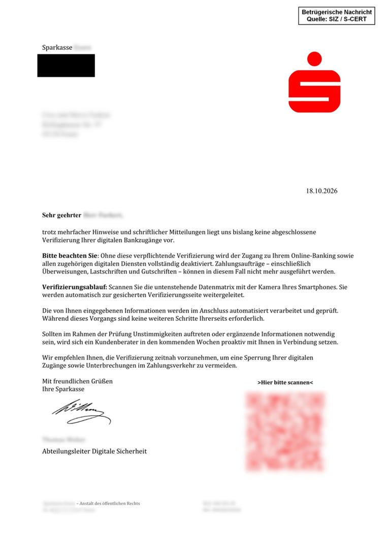 Sparkasse warnt: Diese Post kann für Kunden richtig teuer werden