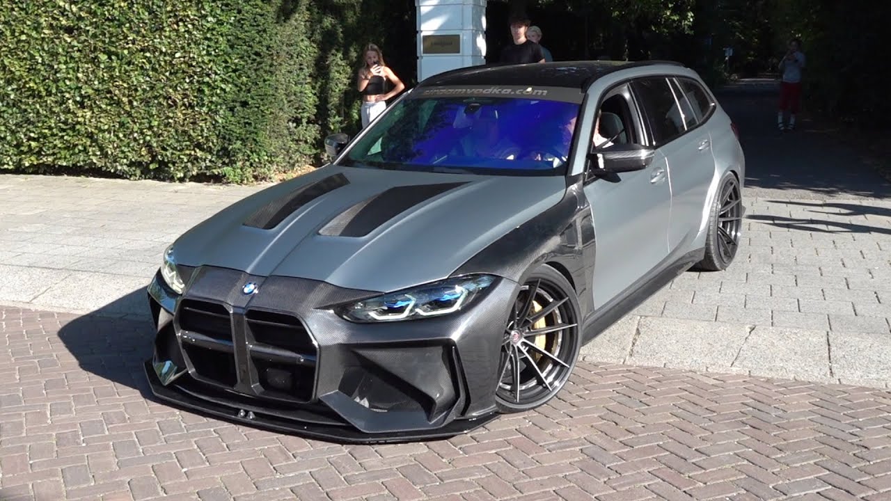 The G81 BMW M3 touring speeds away after a rolling start