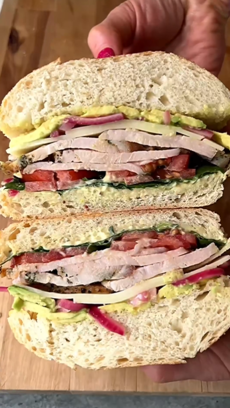 Grilled turkey club sandwich with delicious layers